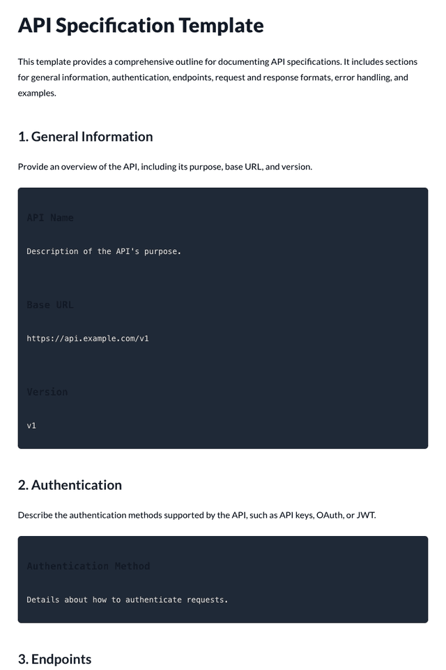 API Specification Template