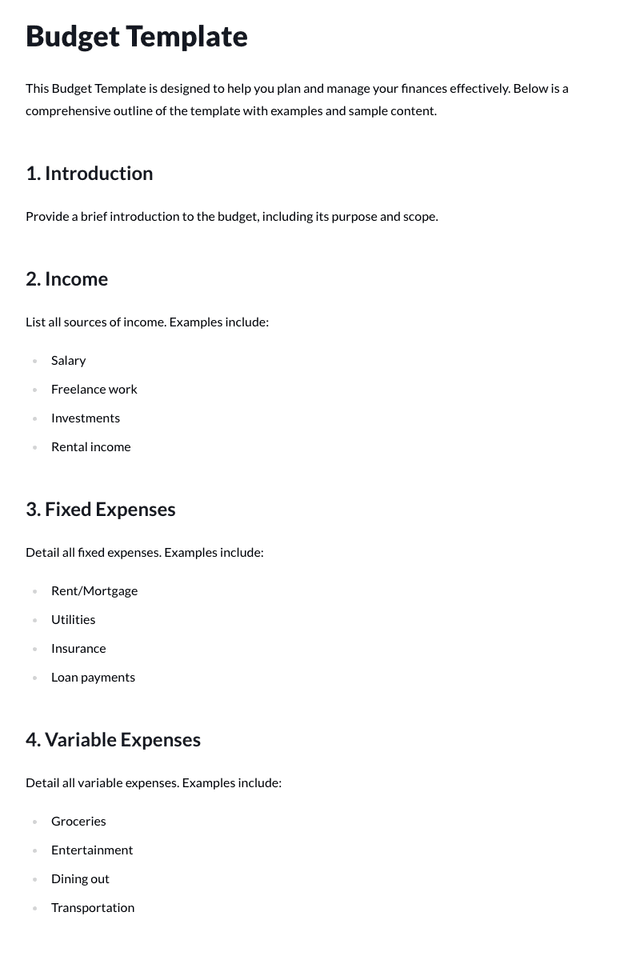 Budget Template