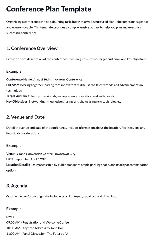 Conference Plan Template