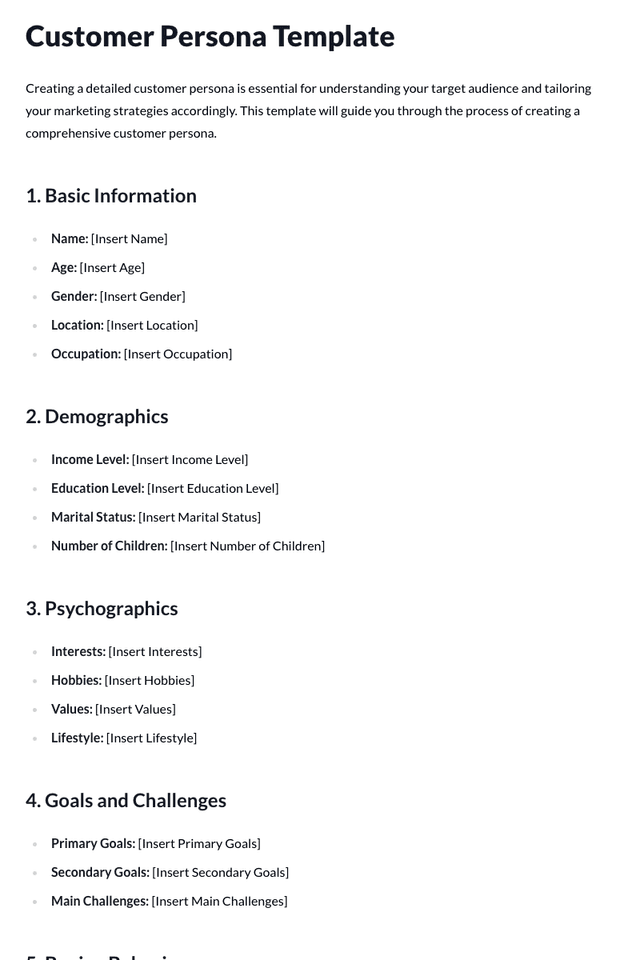 Customer Persona Template