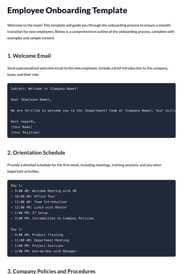 Employee Onboarding Template