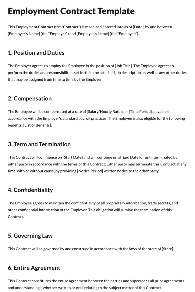 Employment Contract Template