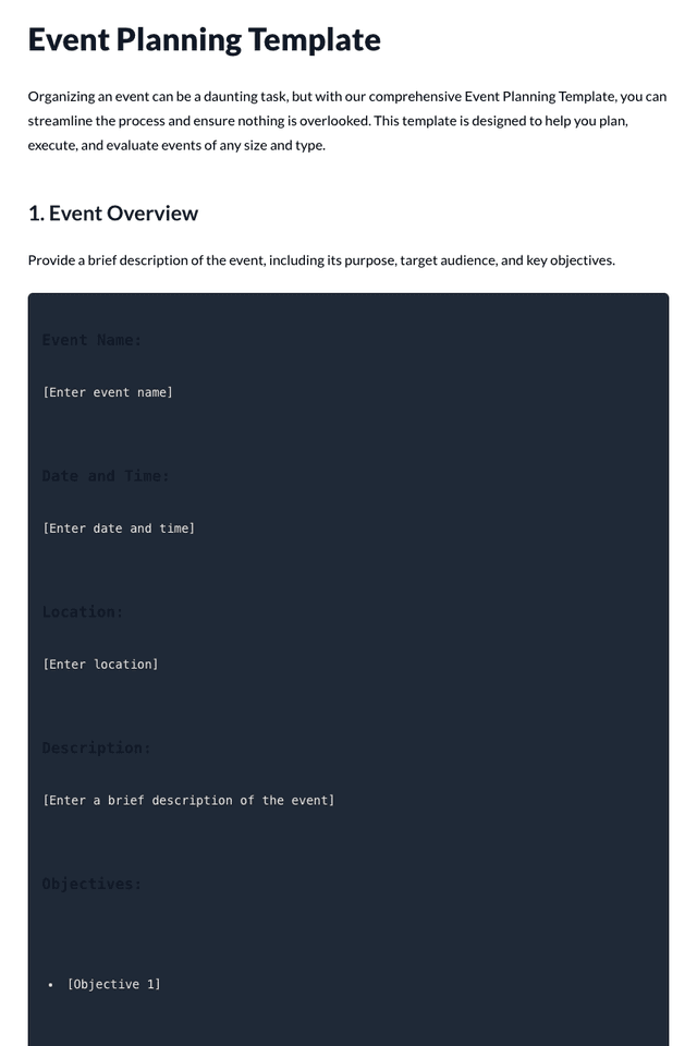 Event Planning Template
