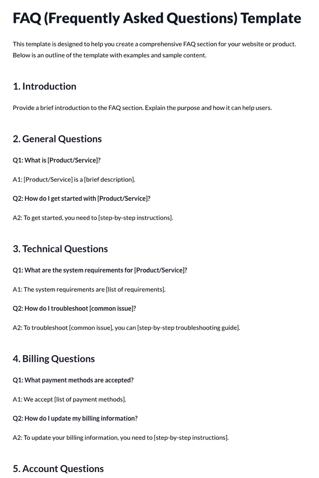 FAQ (Frequently Asked Questions) Template