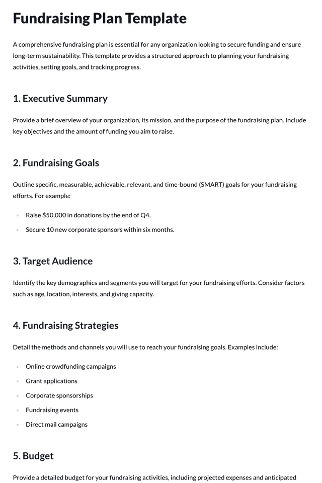 Fundraising Plan Template