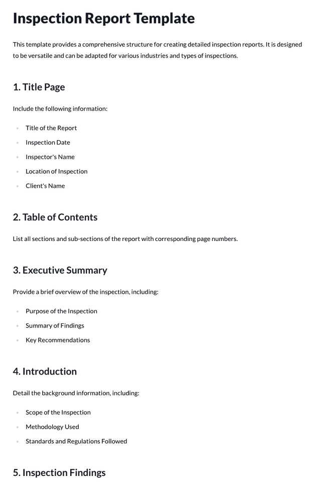 Inspection Report Template