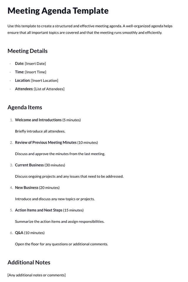 Meeting Agenda Template