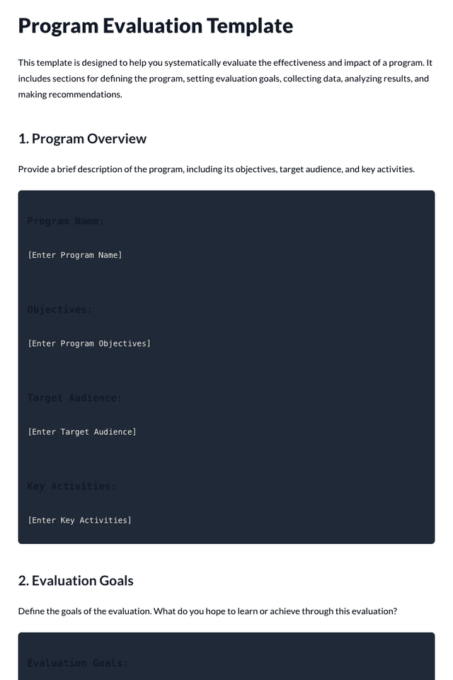 Program Evaluation Template