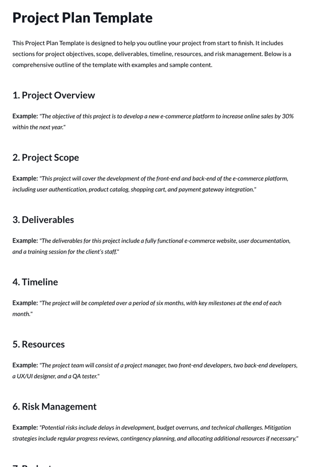 Project Plan Template