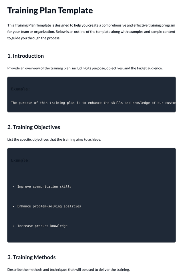 Training Plan Template