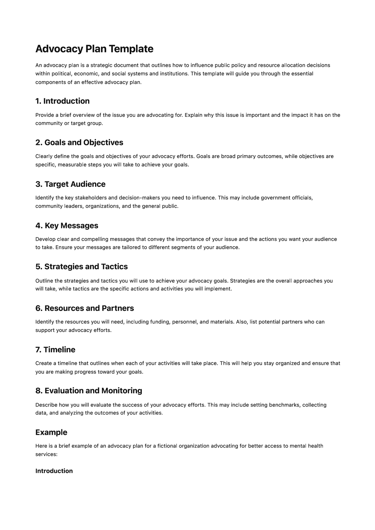 Advocacy Plan Template