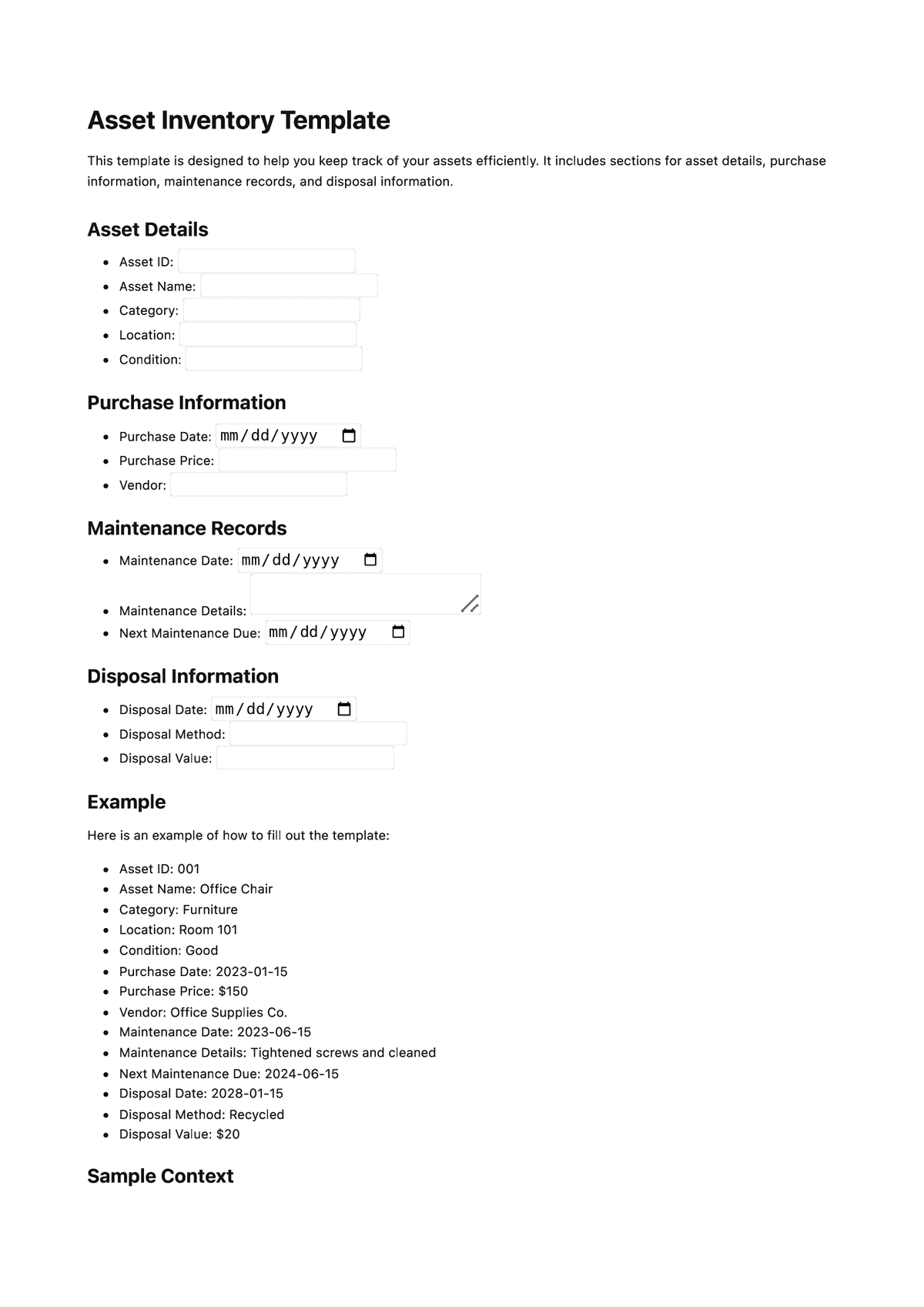 Asset Inventory Template