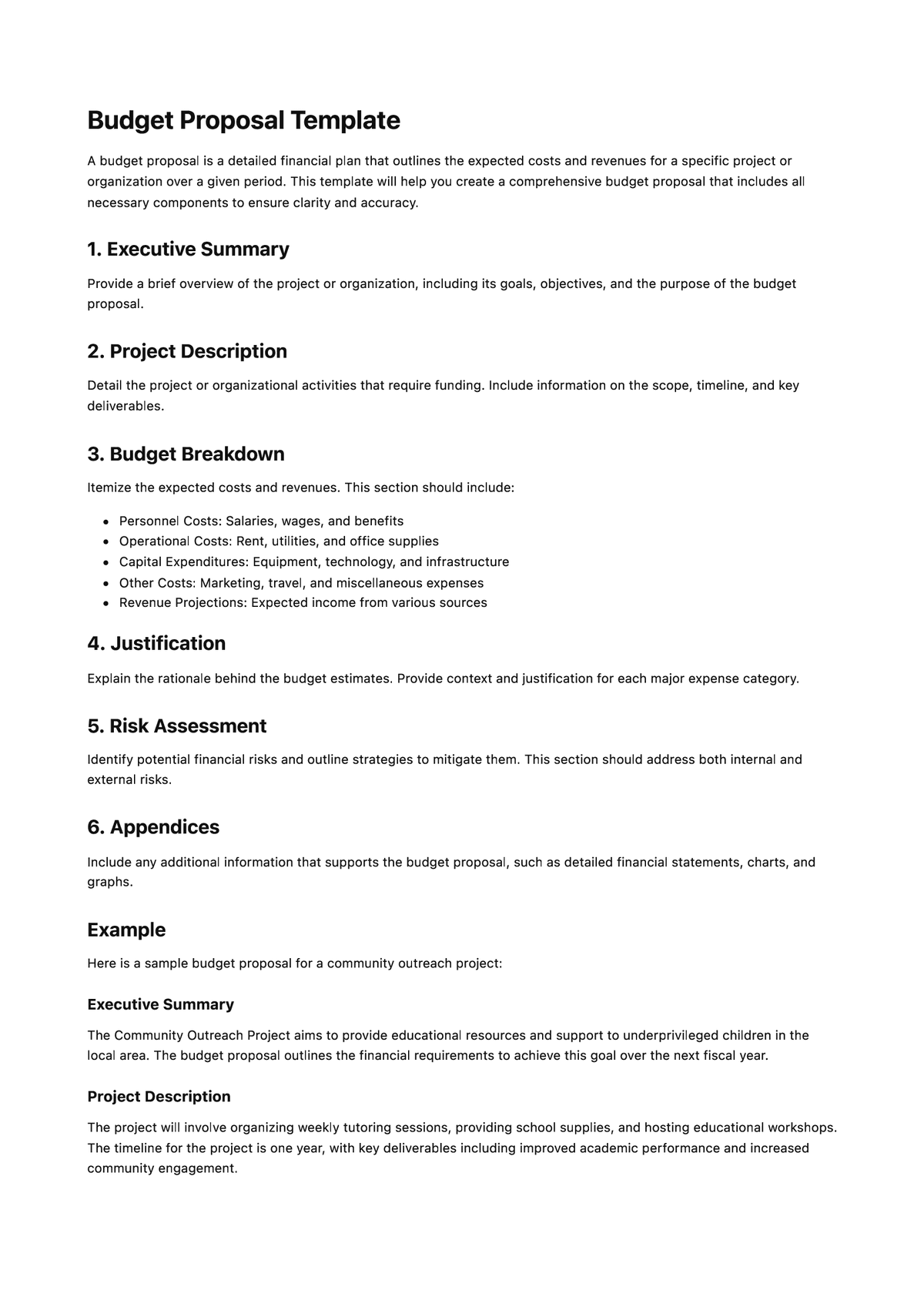 Budget Proposal Template