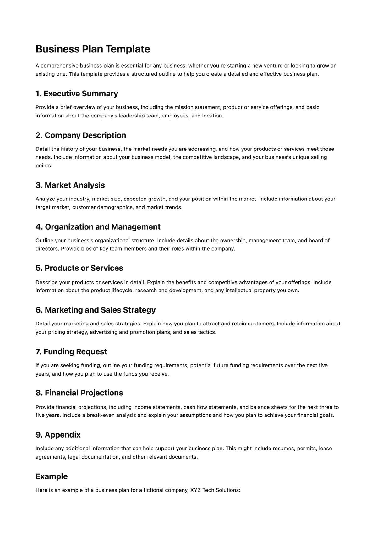 Business Plan Template