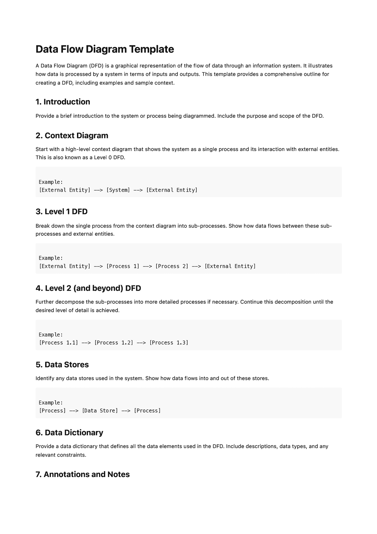 Data Flow Diagram Template