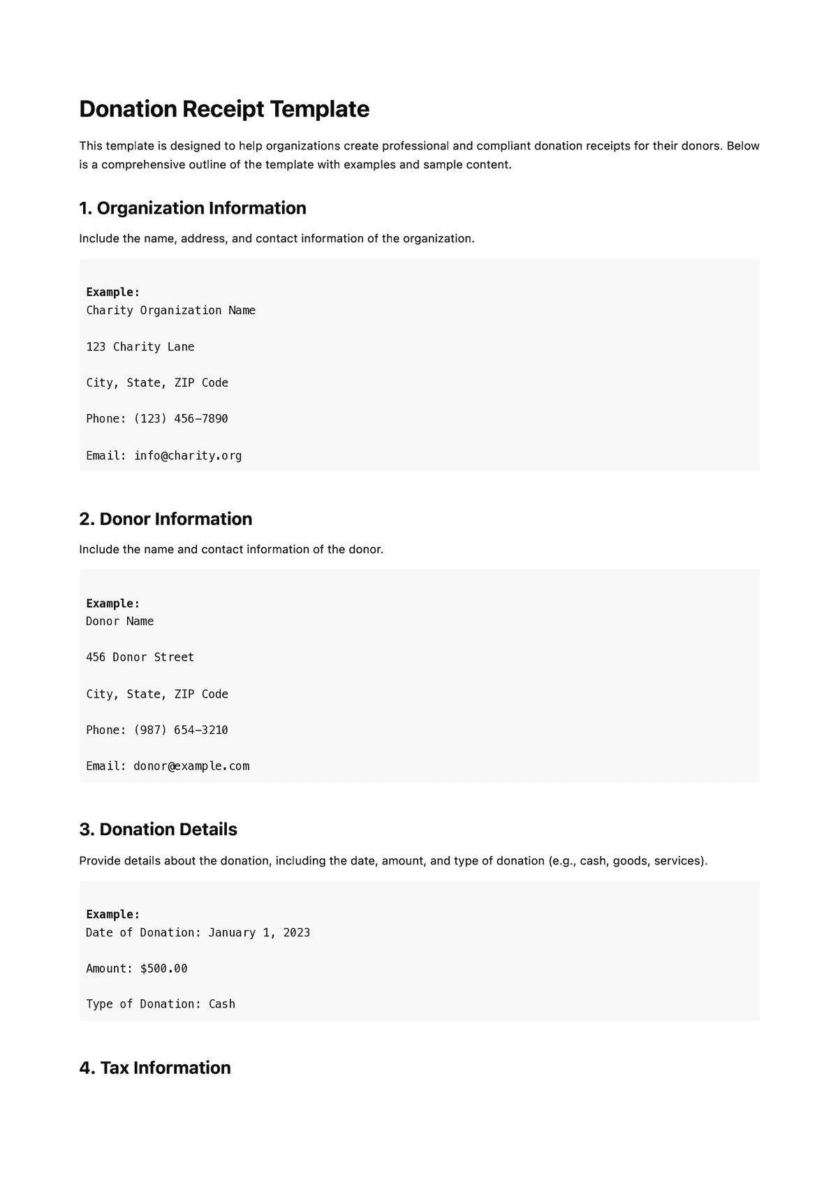 Donation Receipt Template