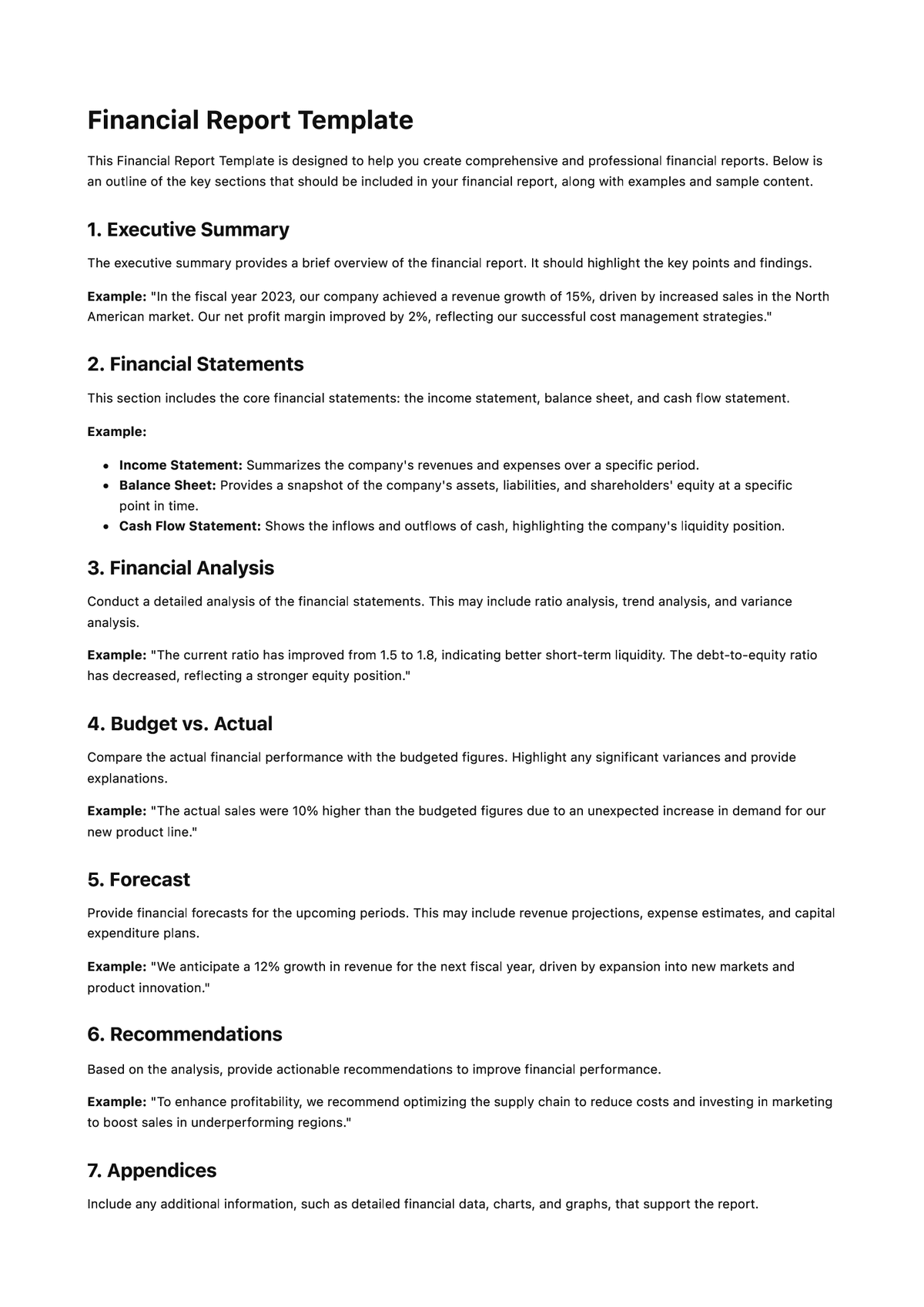 Financial Report Template