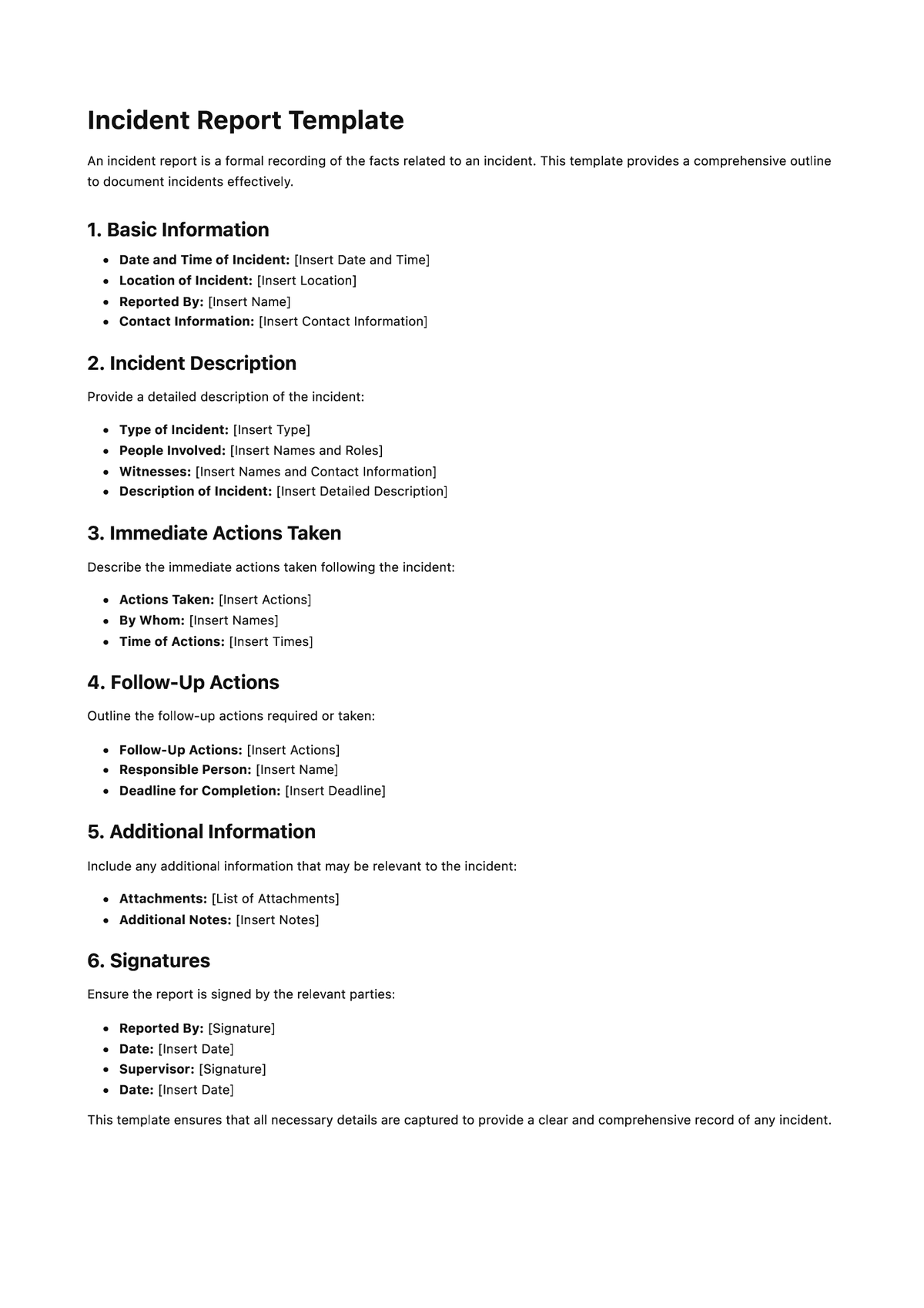 Incident Report Template