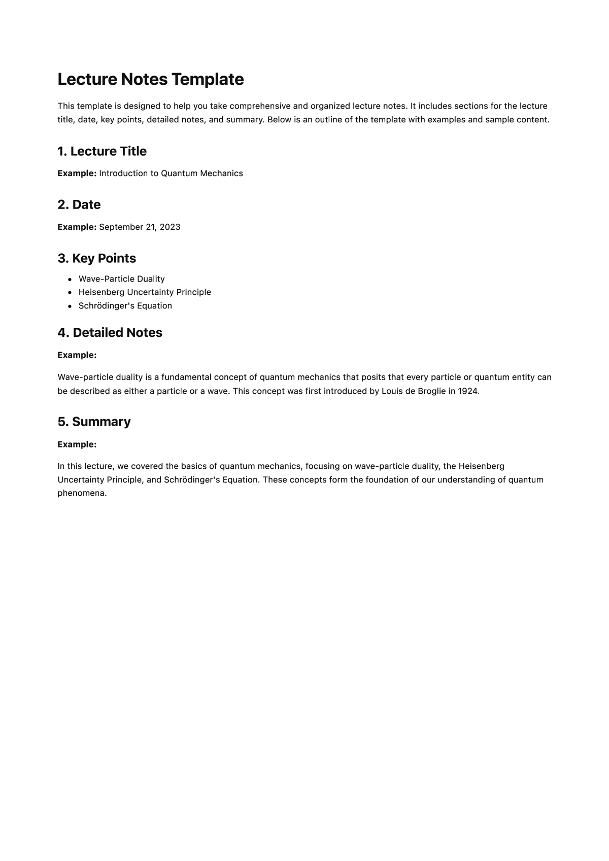 Lecture Notes Template