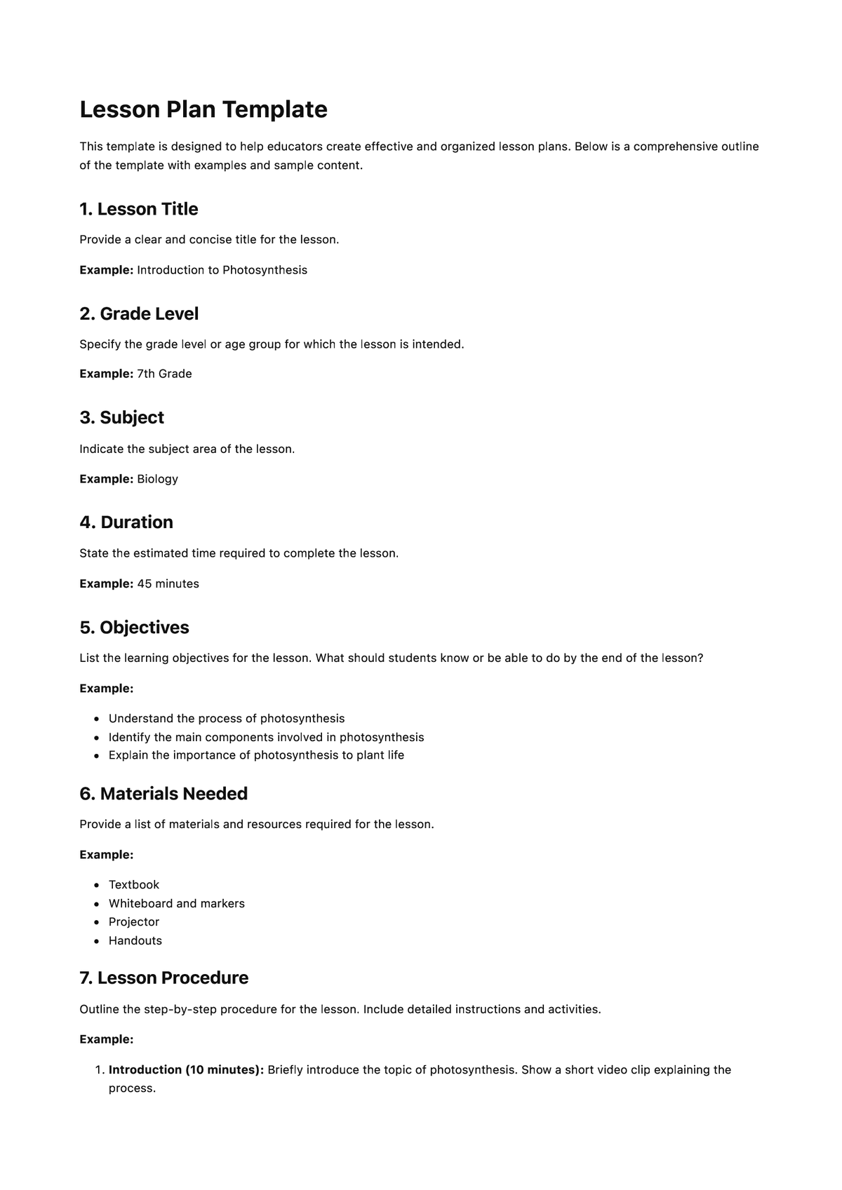 Lesson Plan Template