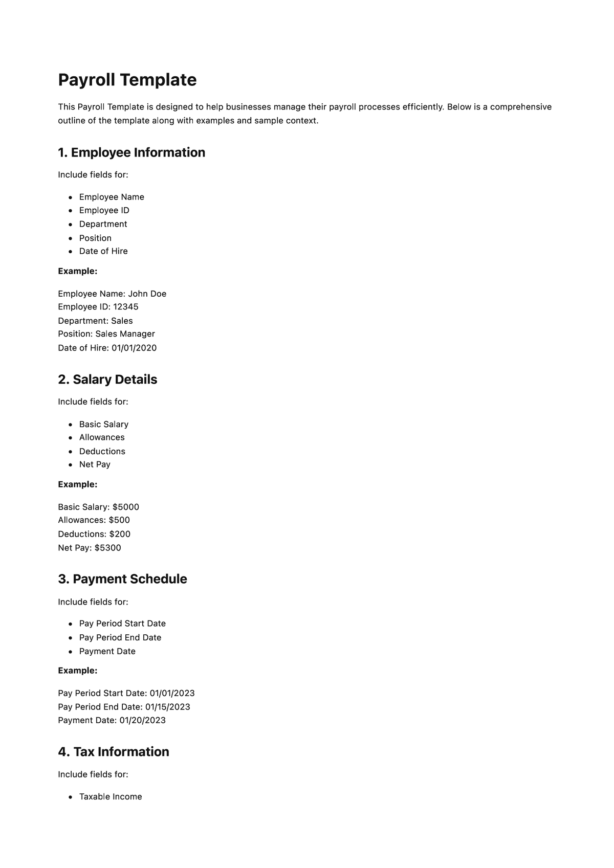 Payroll Template