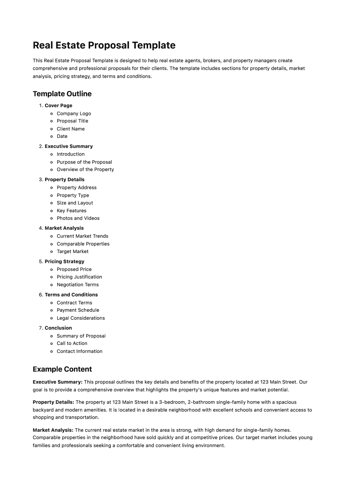 Real Estate Proposal Template