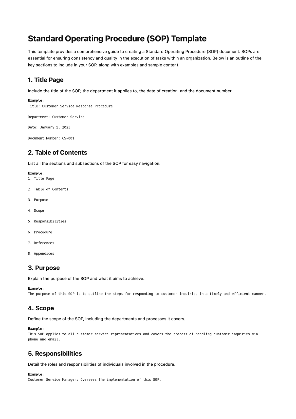 Standard Operating Procedure Template