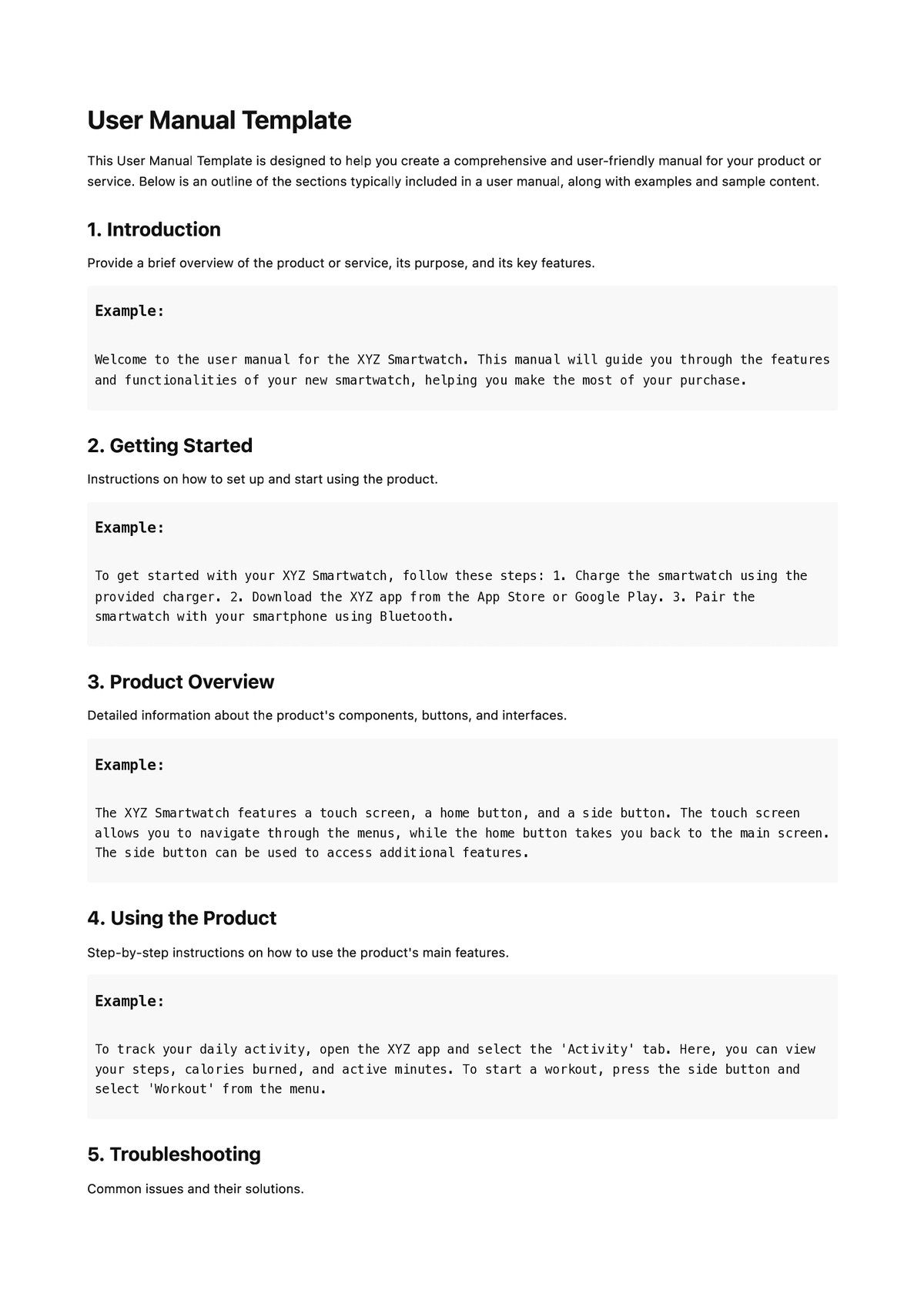 User Manual Template